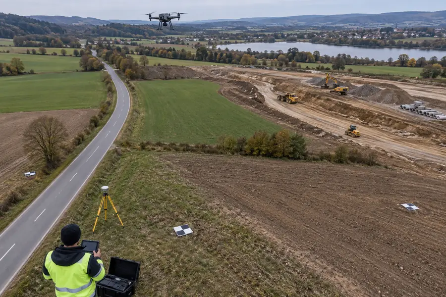 Drone view of a site before photogrammetry processing
